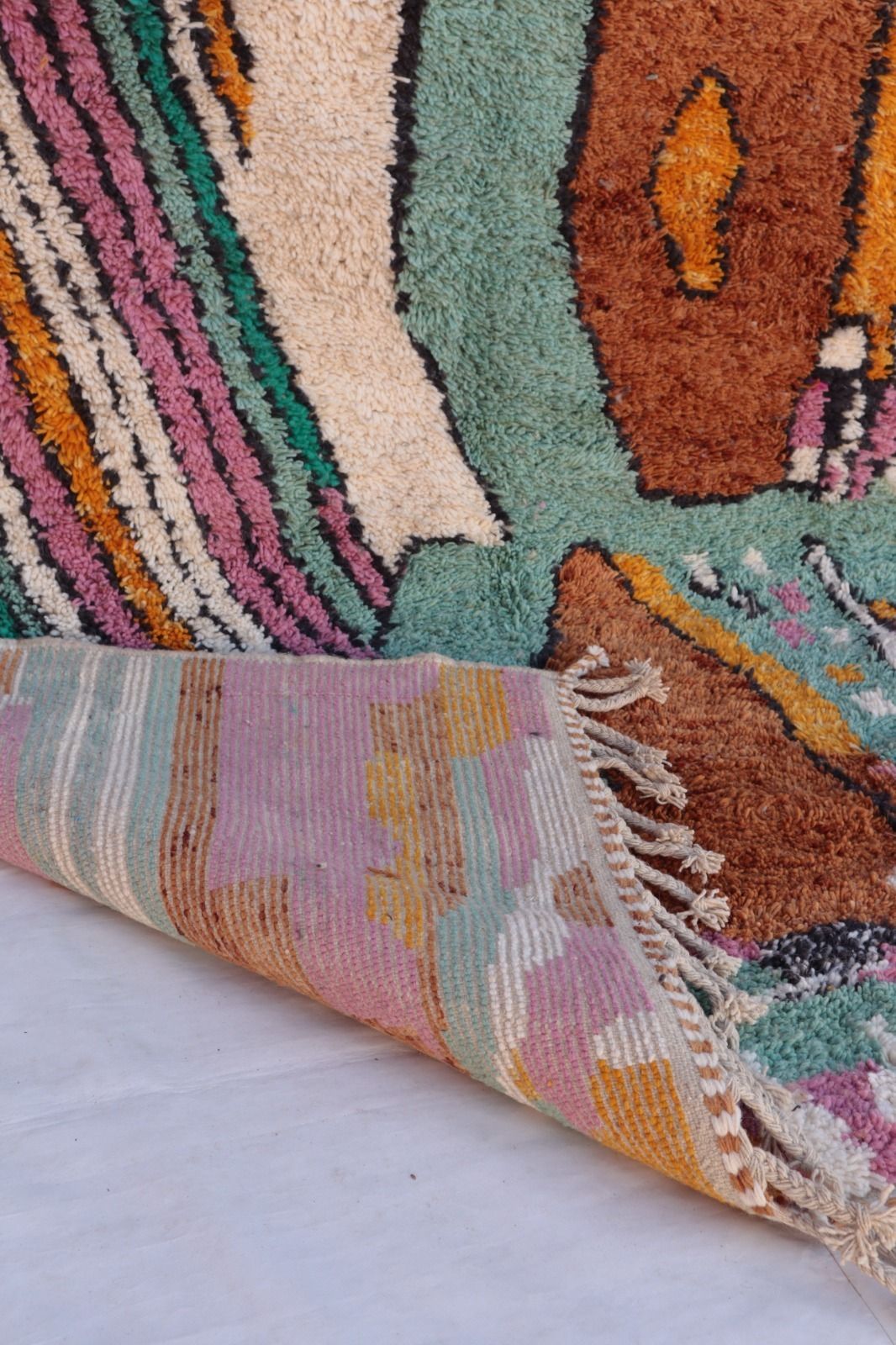 Artistic Abstract Multicolor Moroccan Rug   Hand Knotted Contemporary Wool   300x200cm photo Textiles