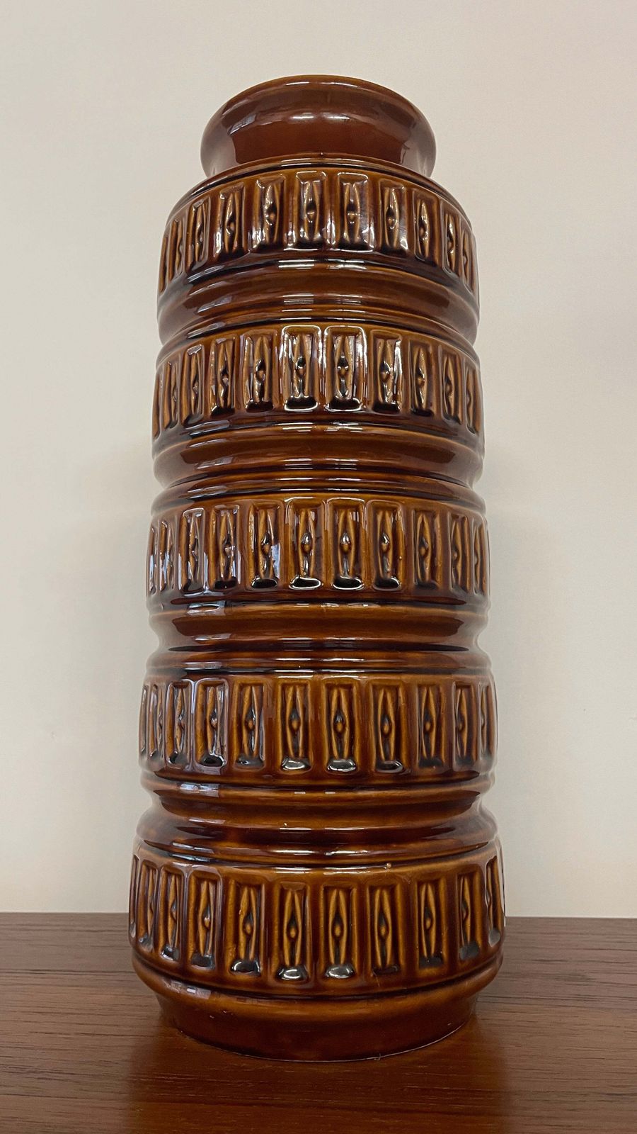 Large Mid Century West German Brown Vase | W. Germany 268 40 | 40cm photo for sale