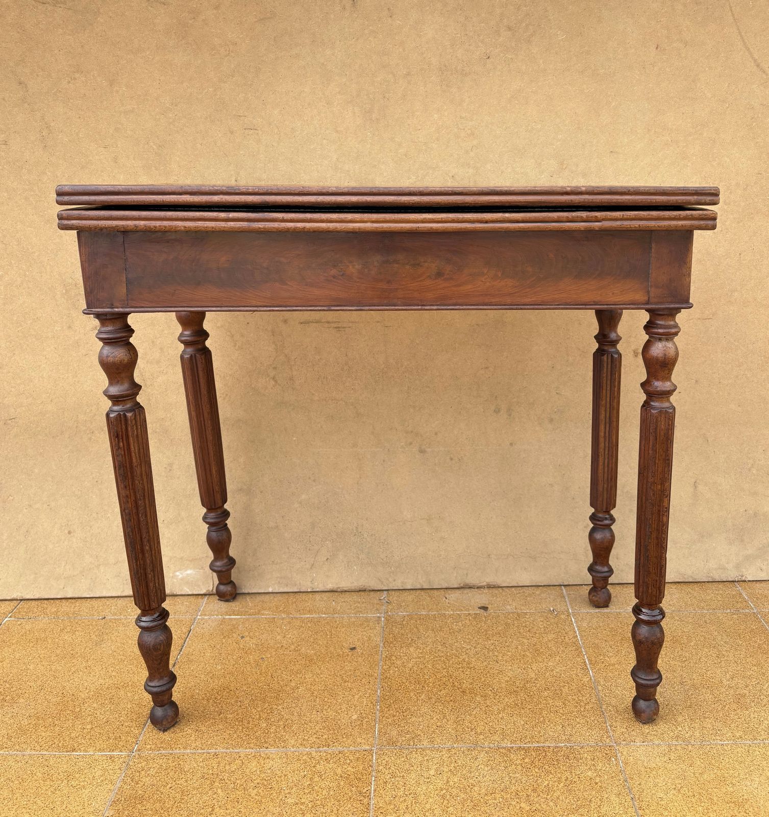 Oak Games Table With Green Felt Top, Early 20th Century photo vintage