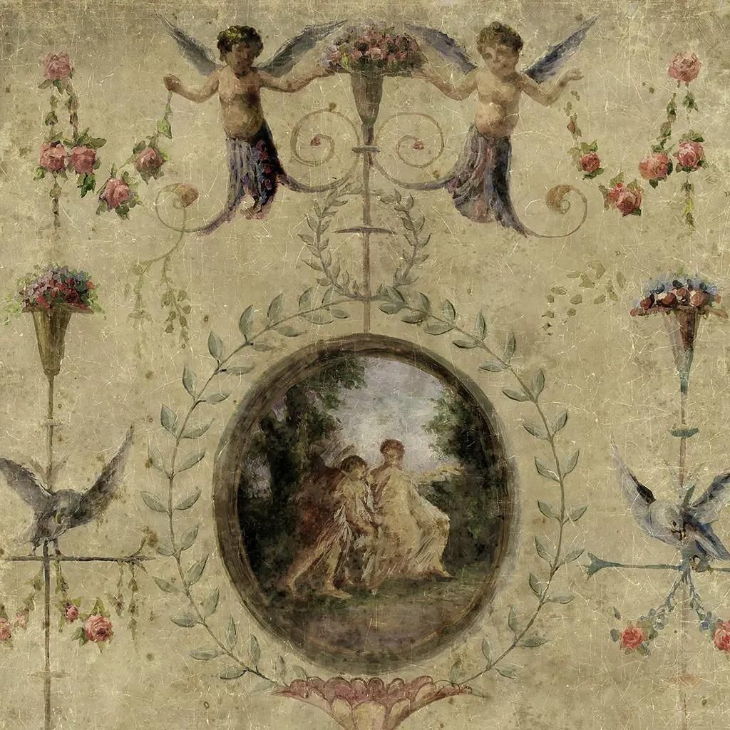 Vintage Style Panoramic Decorative Panel Mounted On Canvas 19th Century photo Art