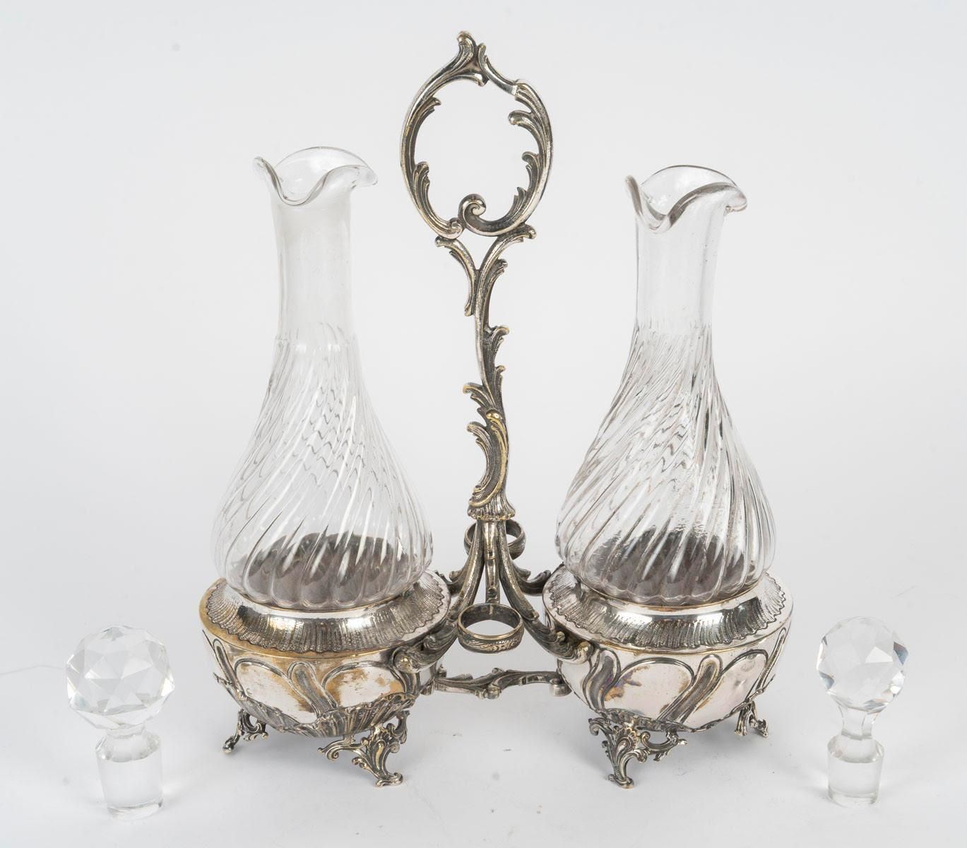 Louis XV Style Silver Plated Oil And Vinegar. photo 1048.0