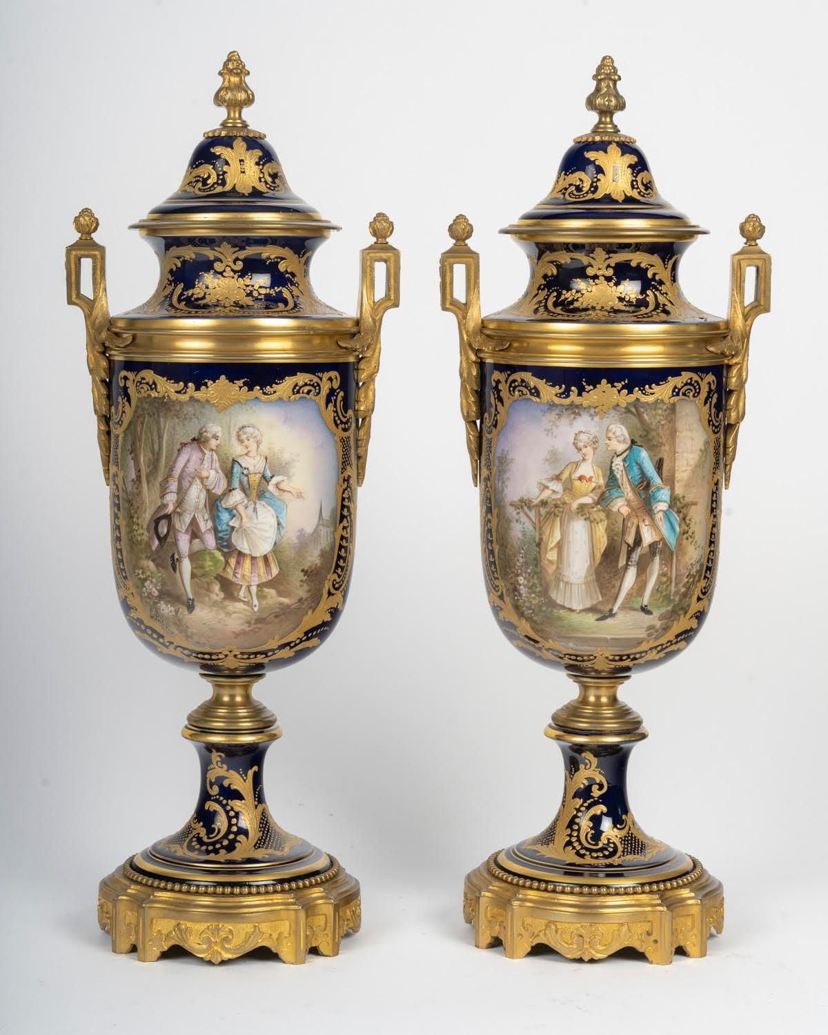 Pair Of Vases, Enameled And Gilt Porcelain, Gilt Bronze, The 19th Century. photo furniture