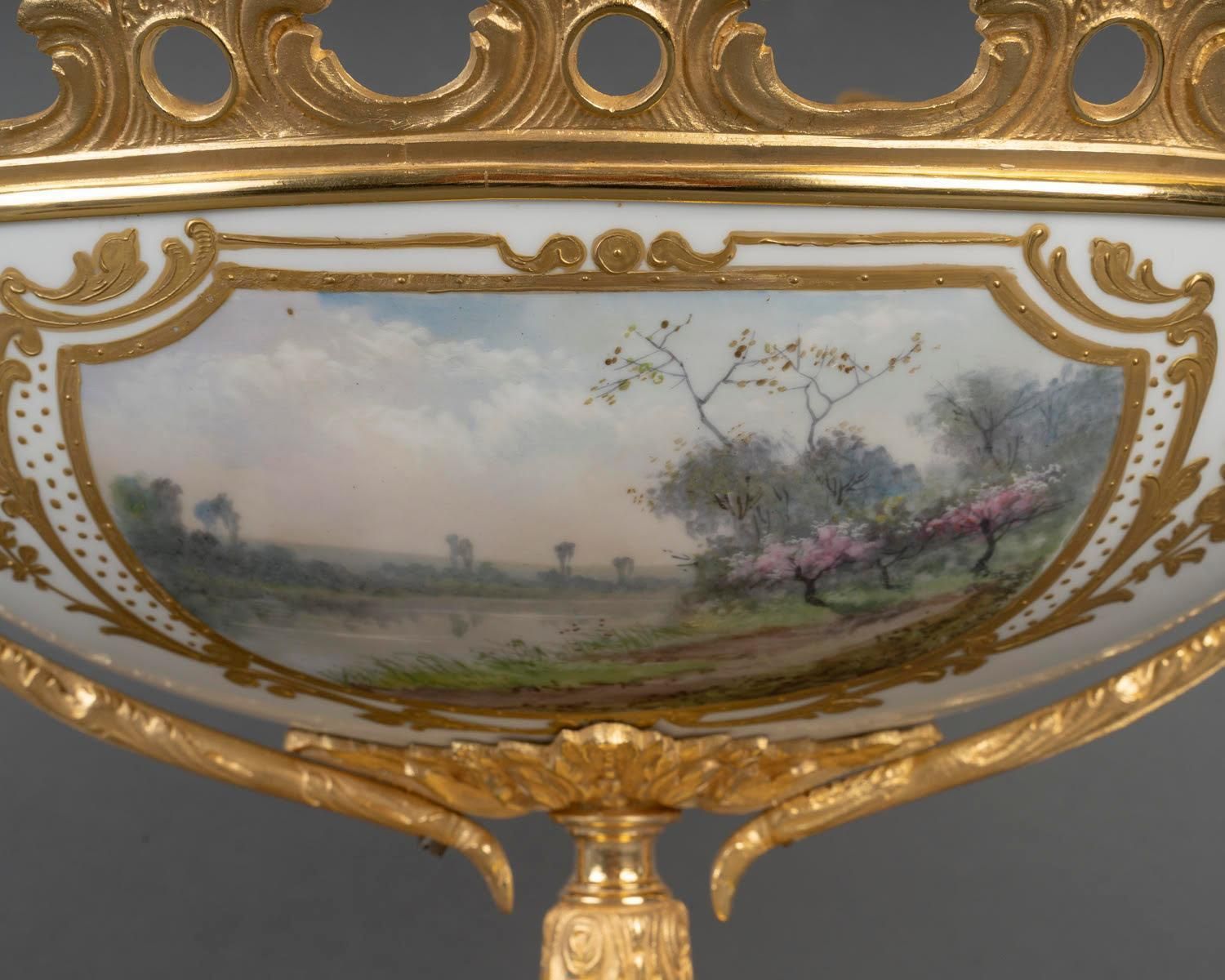 photo furniture Painted Porcelain And Gilt Bronze Bowl   19th Century, Louis XV Style.
