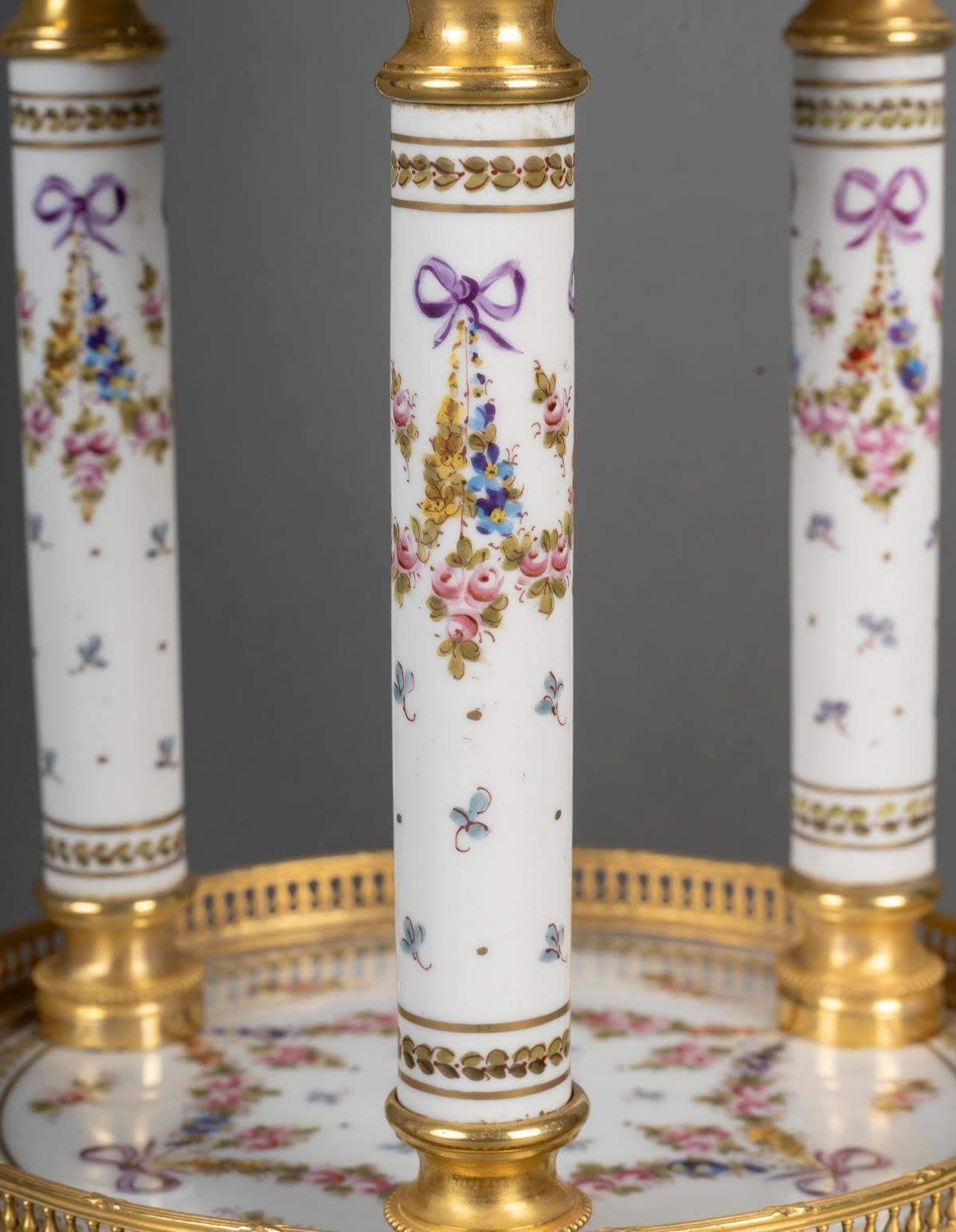 Painted Porcelain And Gilt Bronze Column Planter, Napoleon III Period. photo buy