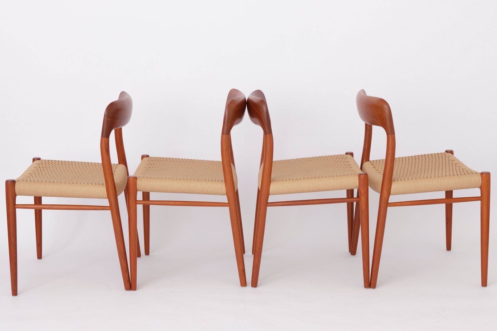 Set Of 3 Niels Otto Moller Model 75 Dining Chairs, 1950s – Restored Teak & Renewed Weaving photo Furniture