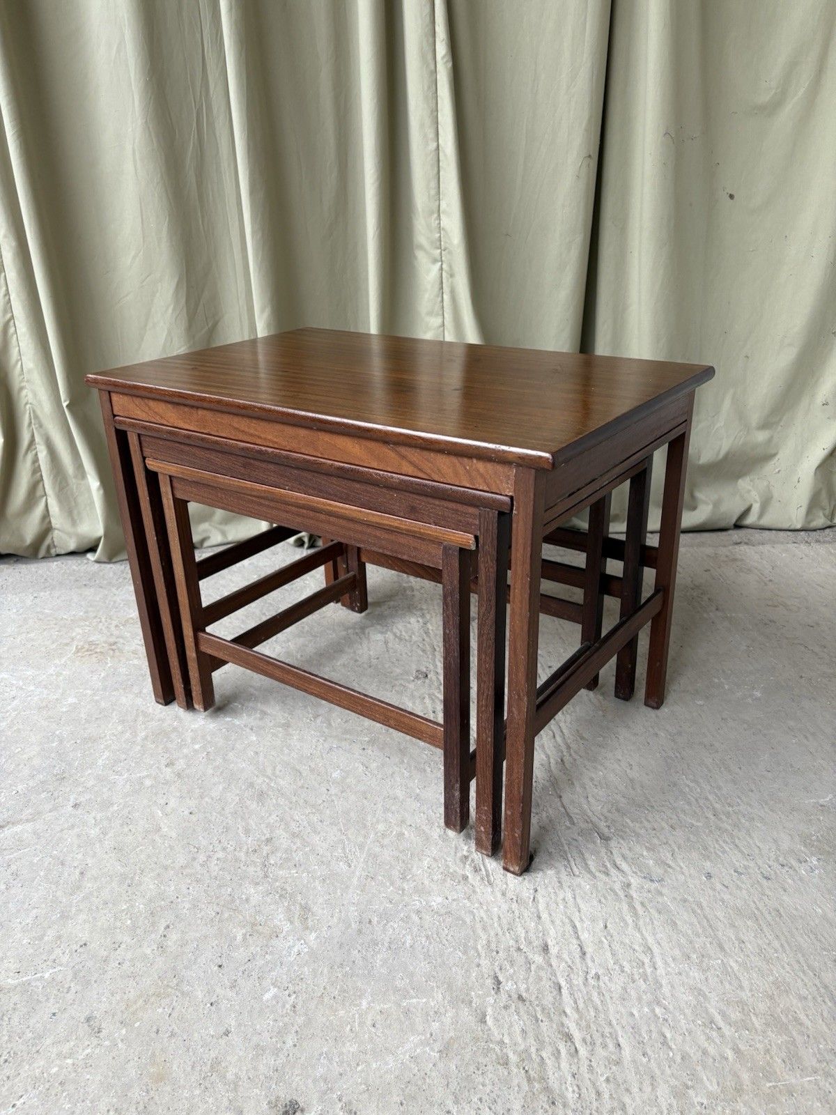 Vtg Mid Century Teak Nest Of Side Tables Scandi Danish Style Retro R981 photo 143.75