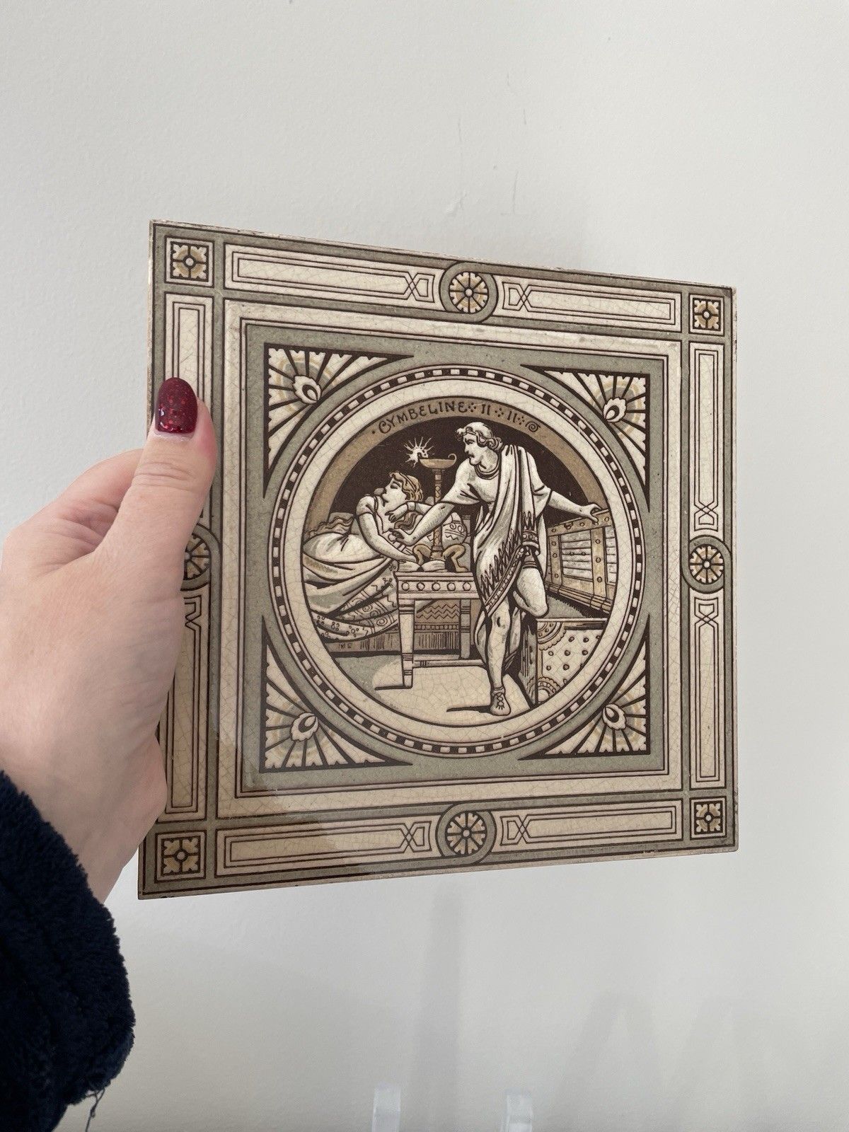 Antique Victorian John Moyr Smith Minton Tile Shakespeare Cymbeline II:II photo furniture