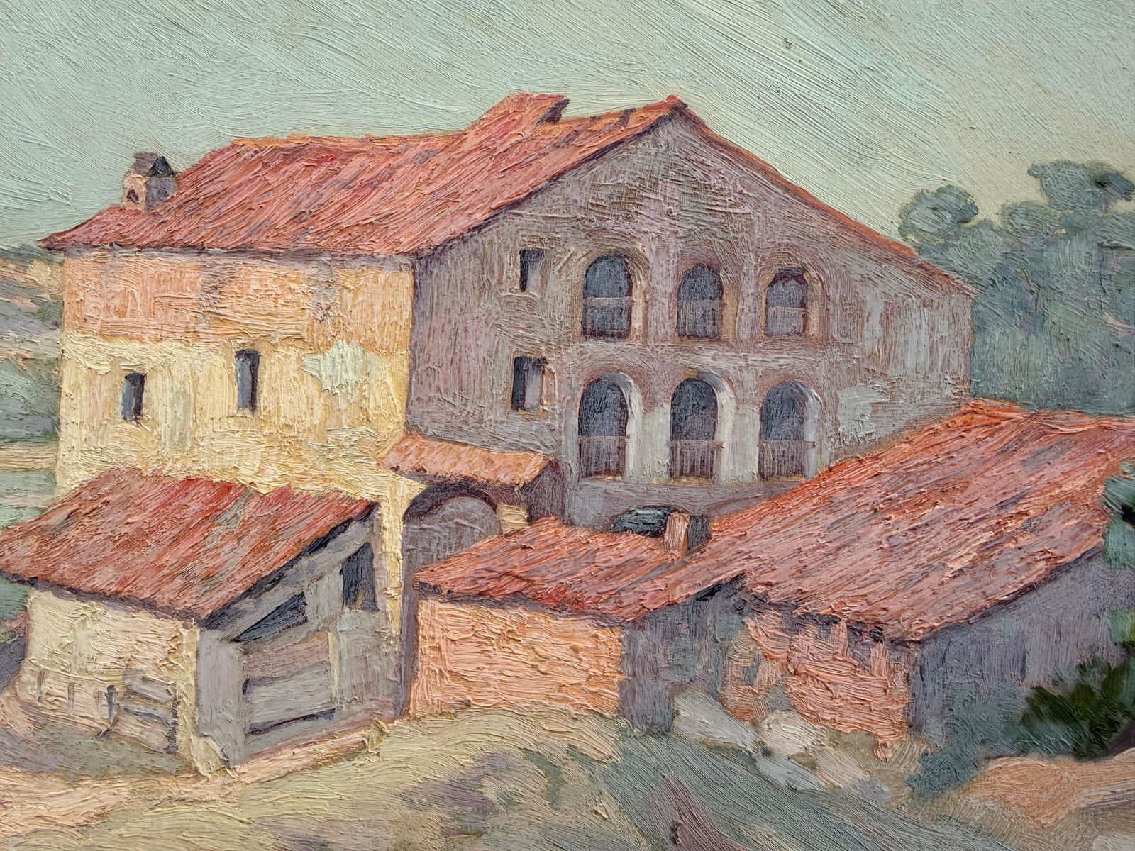 Josep Pelegrí Ferrer Spanish Landscape With Rural Architecture Oil Painting 1934 photo 750.0
