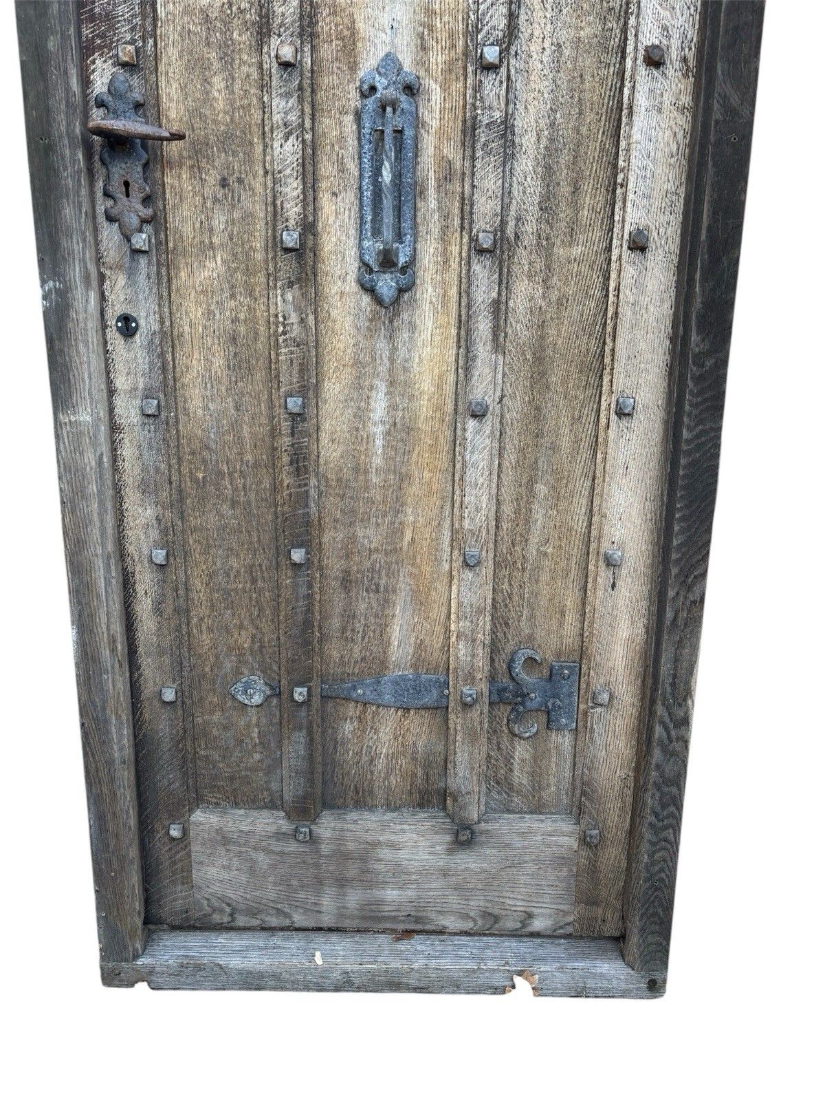 Antique Solid Oak Front Door +Frame Reclaimed Period Heavy Old Rustic Hardwood photo vinterior