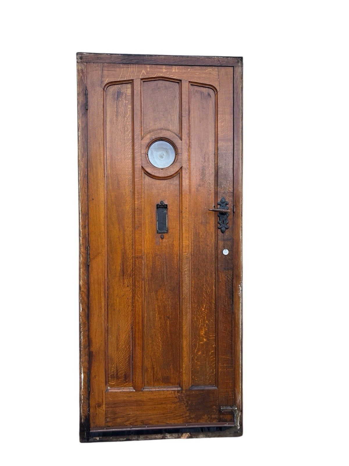 Antique Solid Oak Front Door +Frame Reclaimed Period Heavy Old Rustic Hardwood photo buy