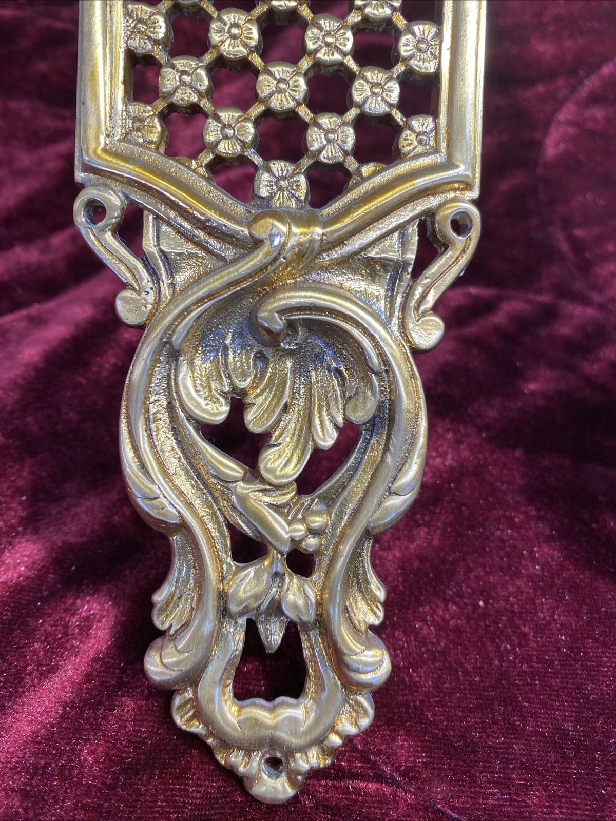 Pair Of Baroque Rococo Gilt Brass Door Push Finger Plates Louis XV Style Metal photo furniture