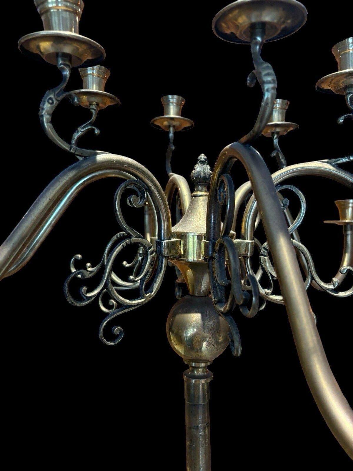 Antique 19th Century Regency Brass Candelabra Rare Old 12 Candle Period Light photo vinterior
