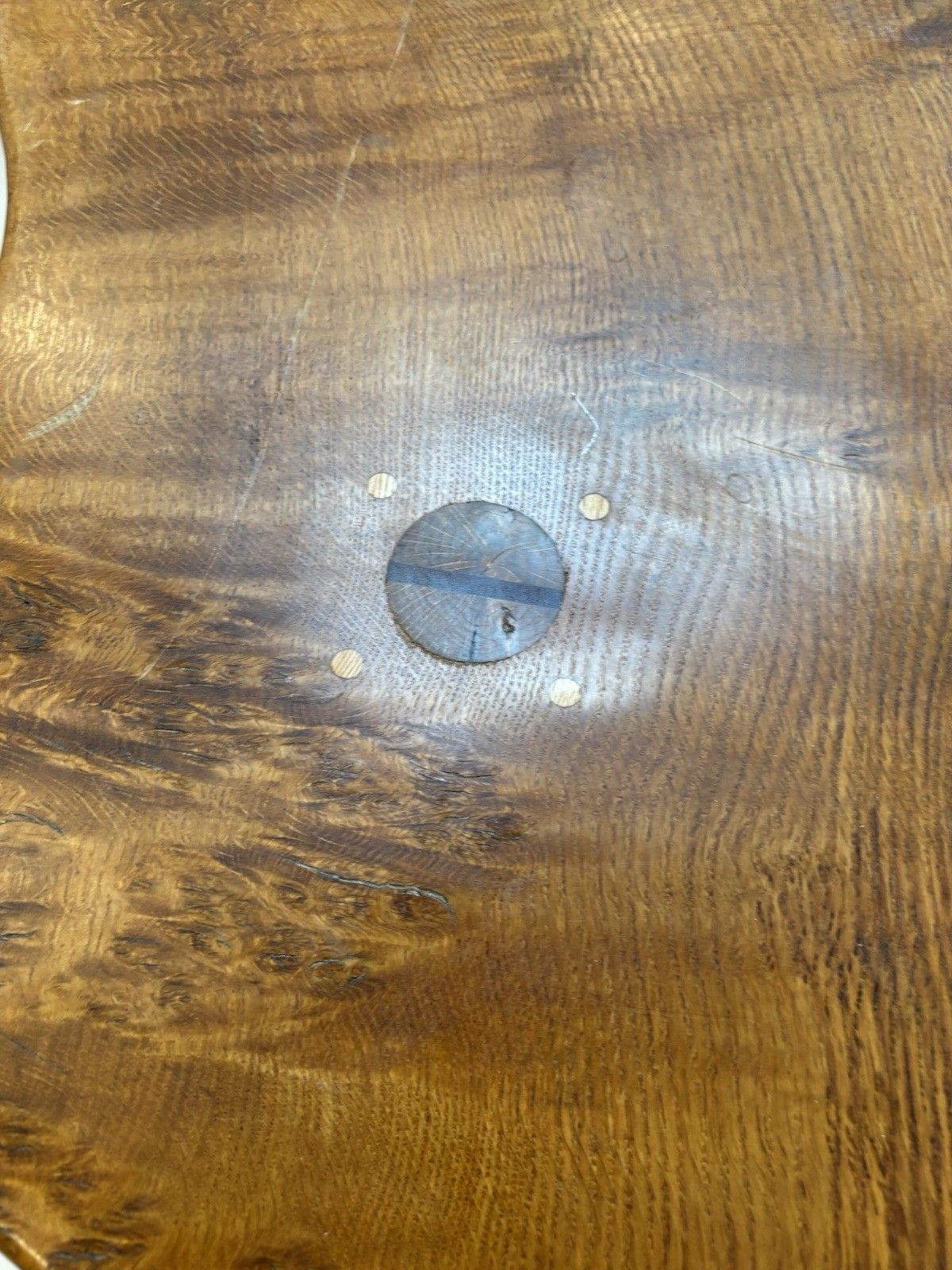 Stunning Oak Waney Edged 6 Seater Dining Table Unique Carved Inlaid 16th Century photo vinterior