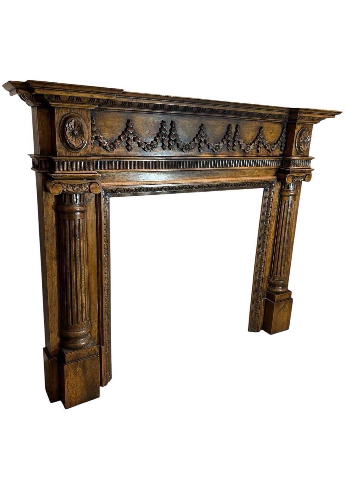 Solid Oak Hand Carved Fireplace Surround Period Reclaimed Old Antique Victorian photo for sale