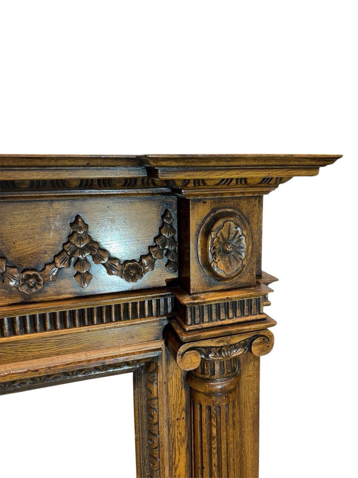 Solid Oak Hand Carved Fireplace Surround Period Reclaimed Old Antique Victorian photo buy