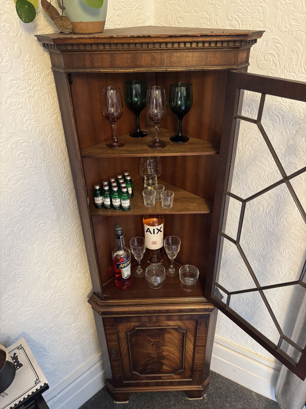 1930’s Georgian Style Drinks Cabinet, Corner Unit, Mahogany