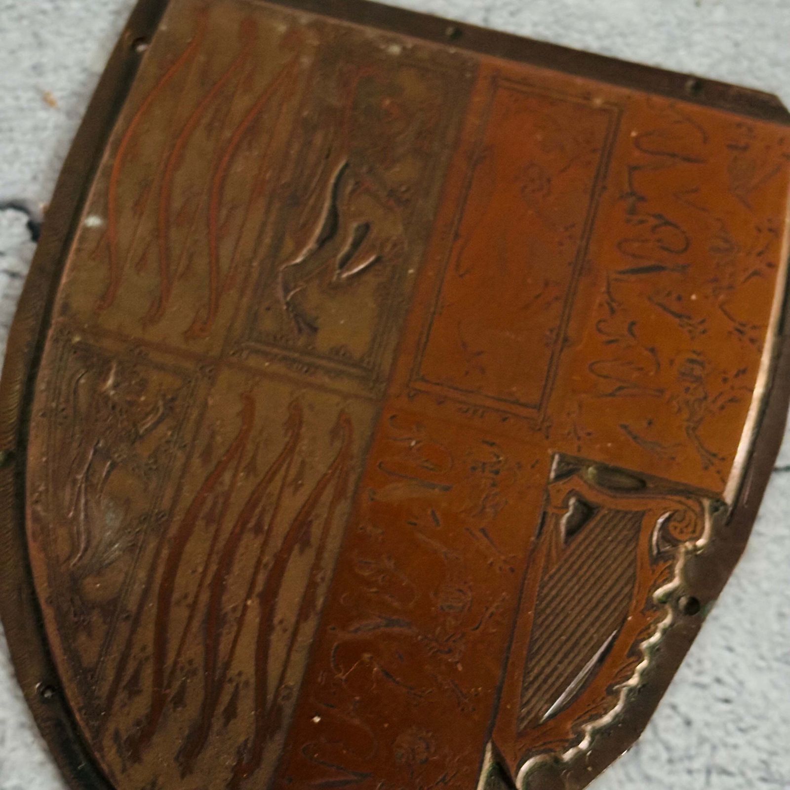 Antique Etched Copper Royal Shield Printing Plates photo 120.0