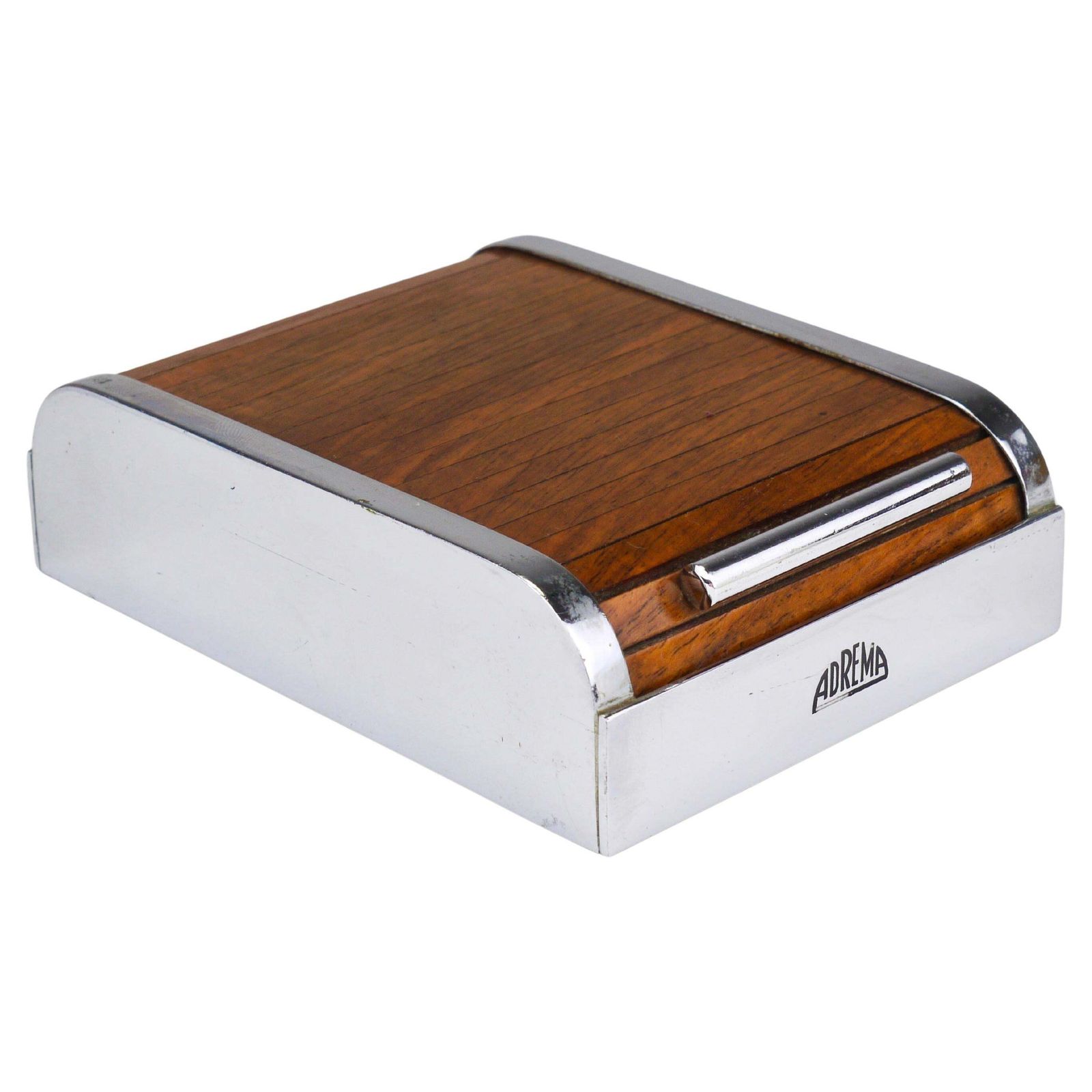 1930s Carl Aubock I Roll Top Storage Box, Cigarette Dispenser, Walnut, Vienna