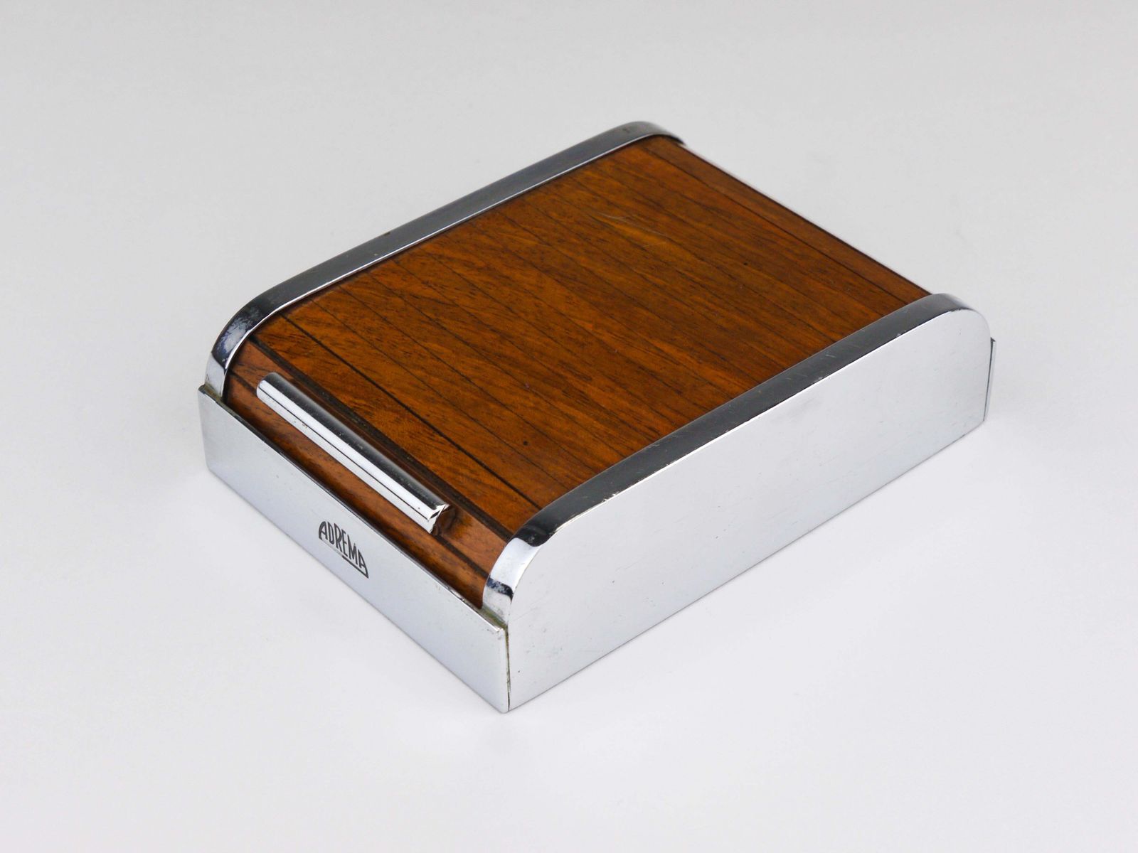 photo for sale 1930s Carl Aubock I Roll Top Storage Box, Cigarette Dispenser, Walnut, Vienna