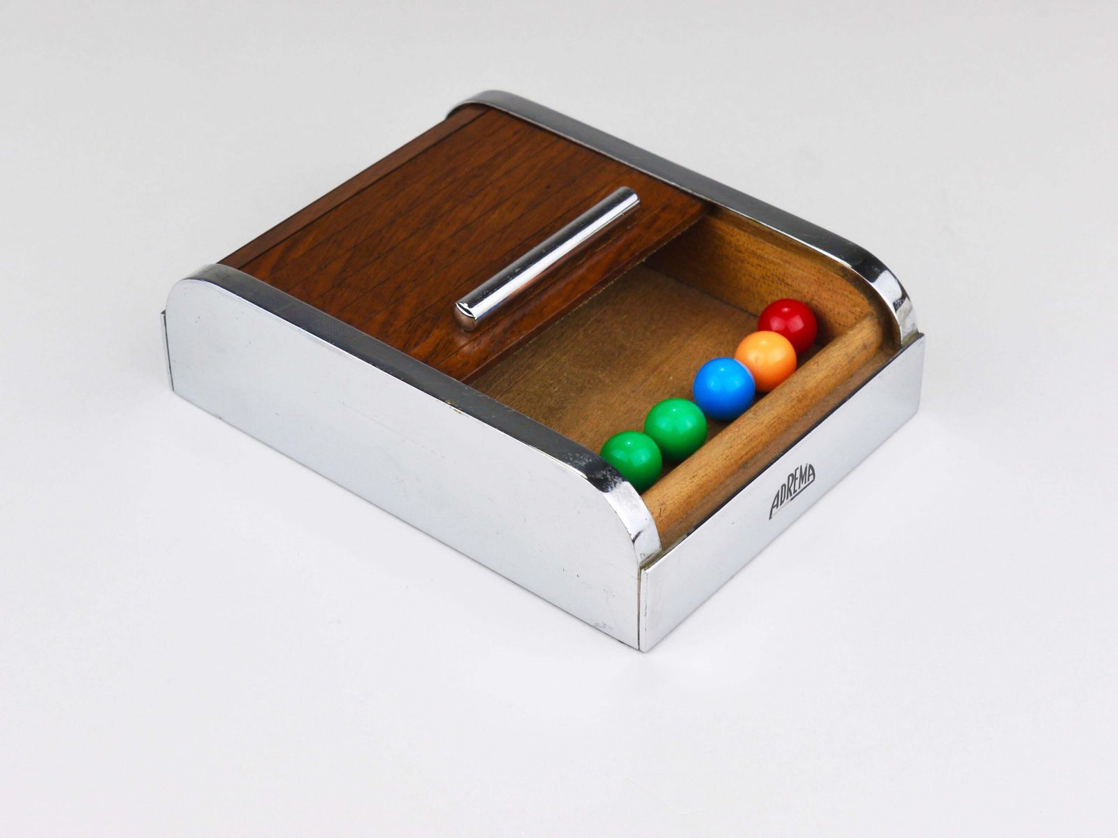 1038.0 1930s Carl Aubock I Roll Top Storage Box, Cigarette Dispenser, Walnut, Vienna photo