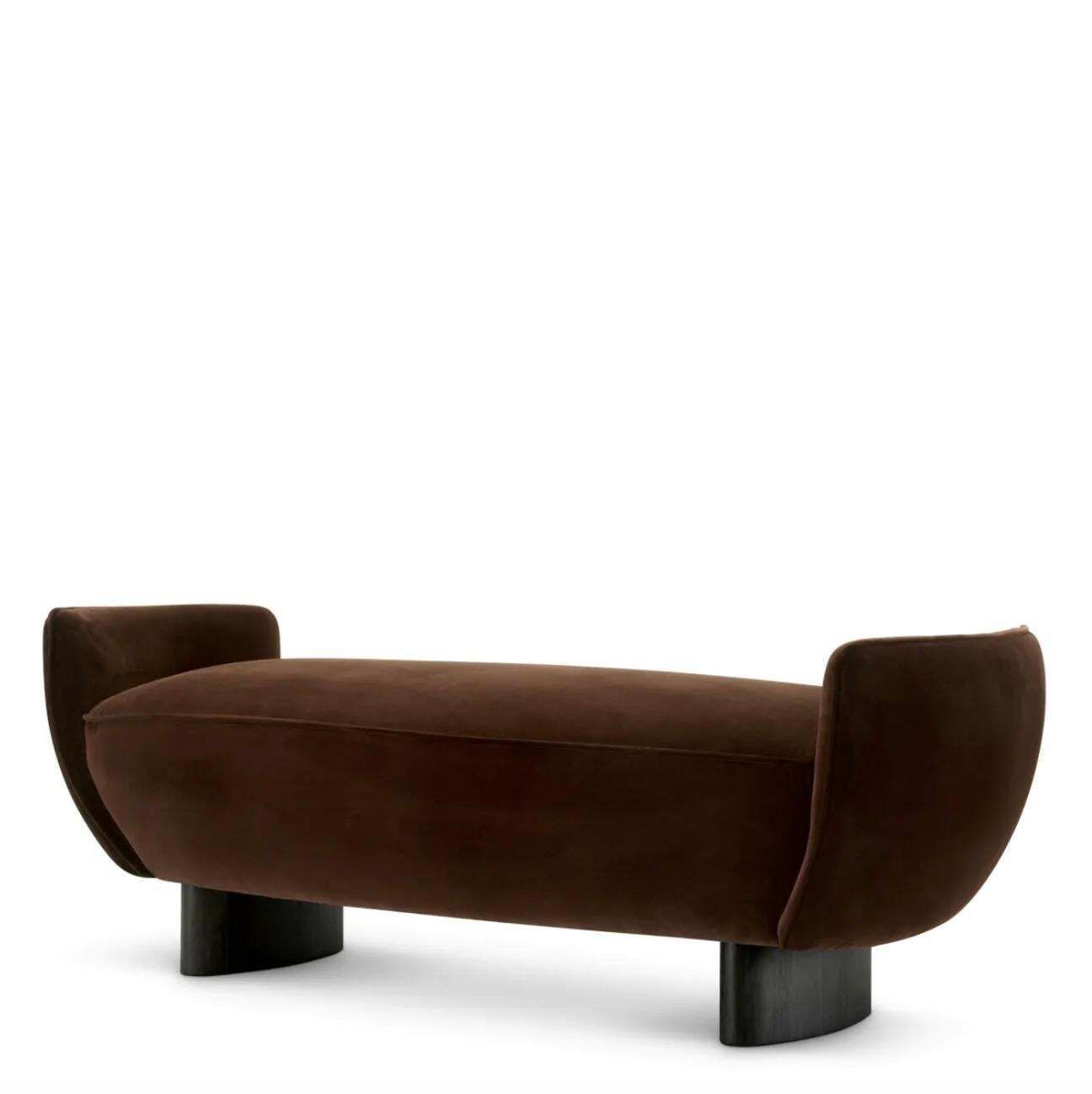 Brown Velvet Bench With Black Legs, Contemporary Design photo furniture