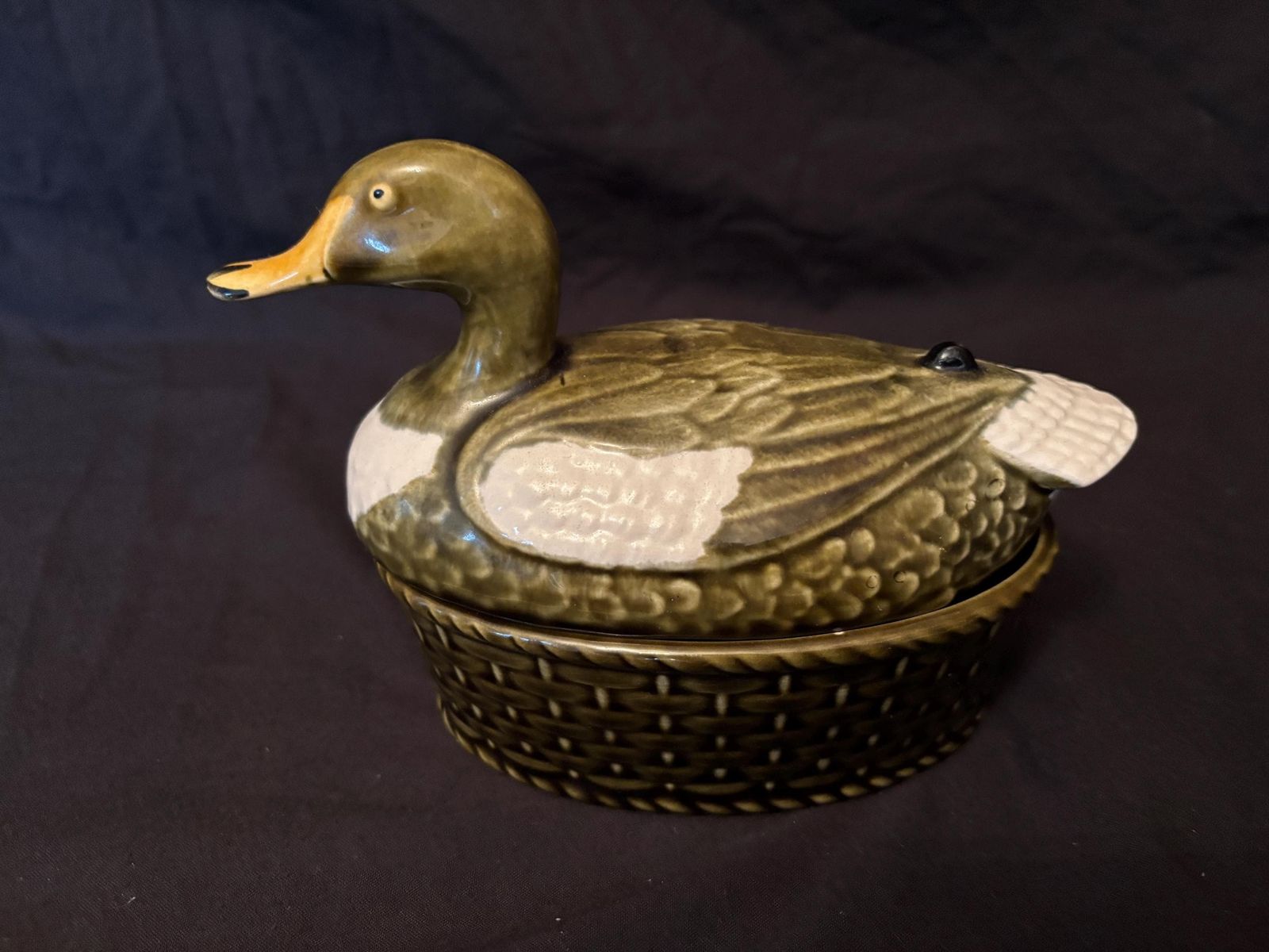 From Faiencerie Subtil Made In Portugal Ceramic Duck Terrine Good Condition photo for sale