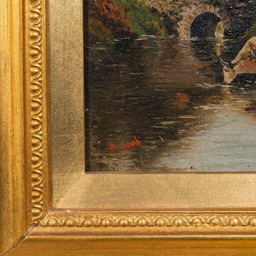 Antique River Landscape Painting, English School, Art, Oil On Canvas, Edwardian photo vintage