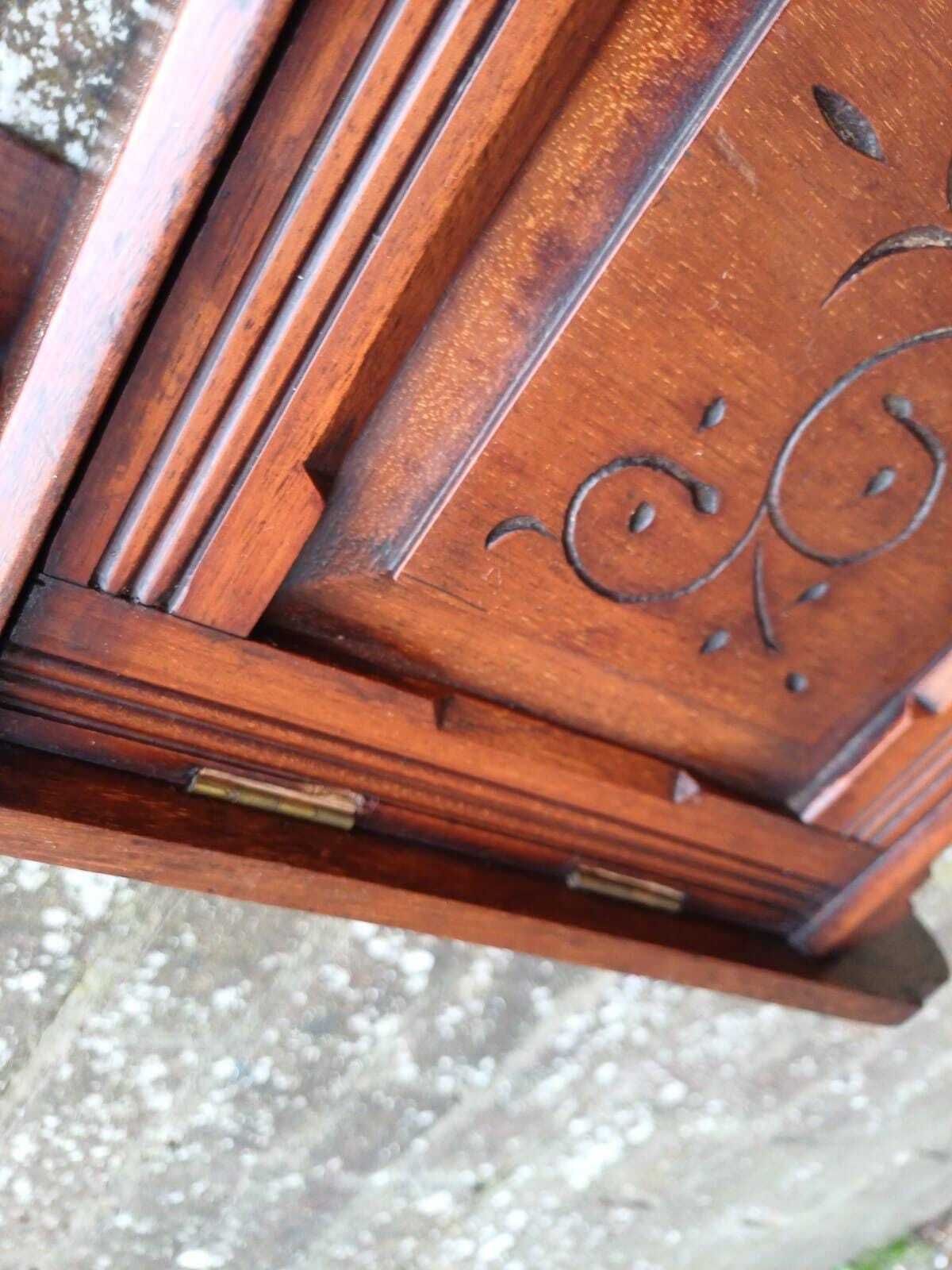Victorian Mahogany Wall Cabinet With Shelves, Carved Doors, Antique English Furniture photo Furniture