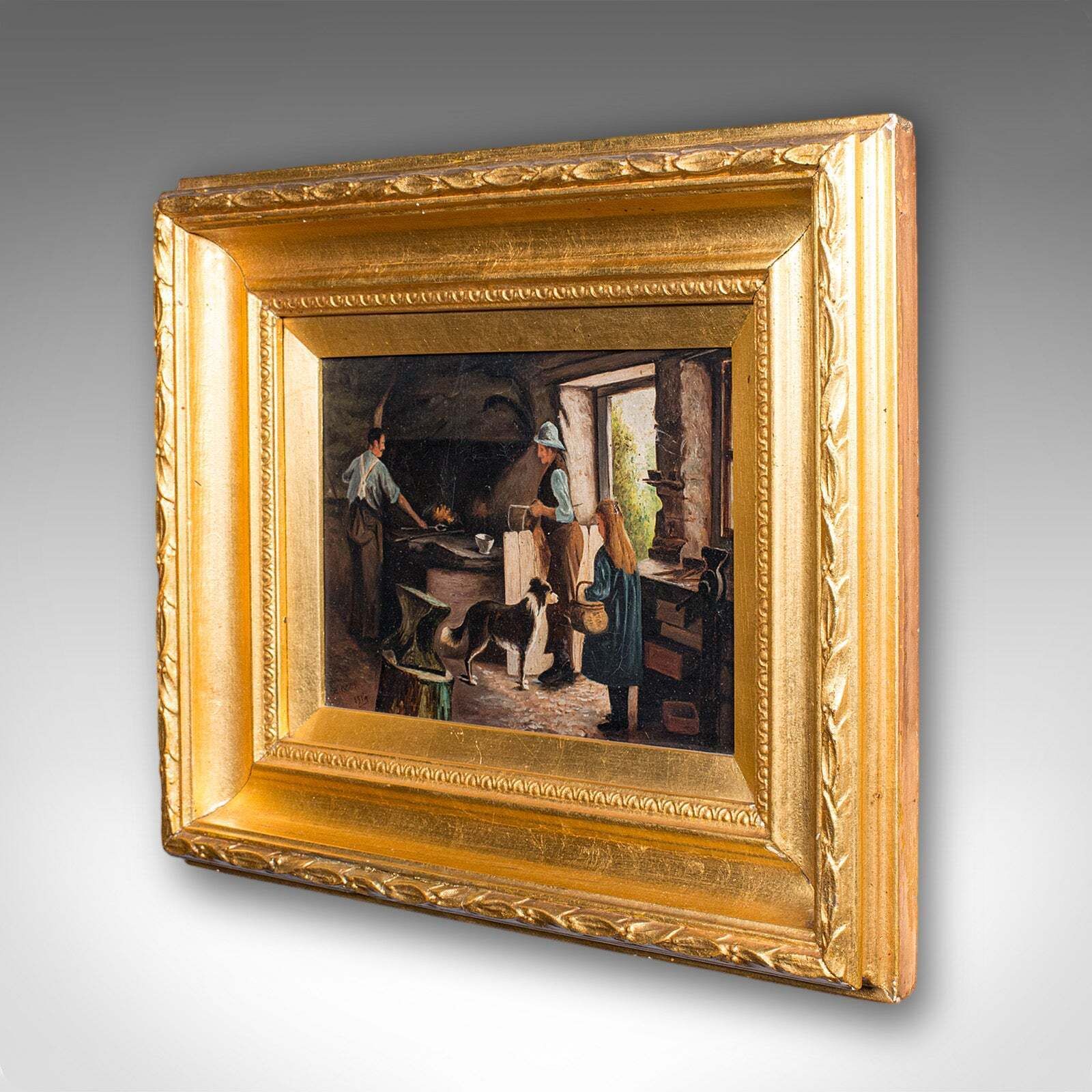 Antique Blacksmith's Cottage Painting, English School, Art, Picture, Figural photo for sale