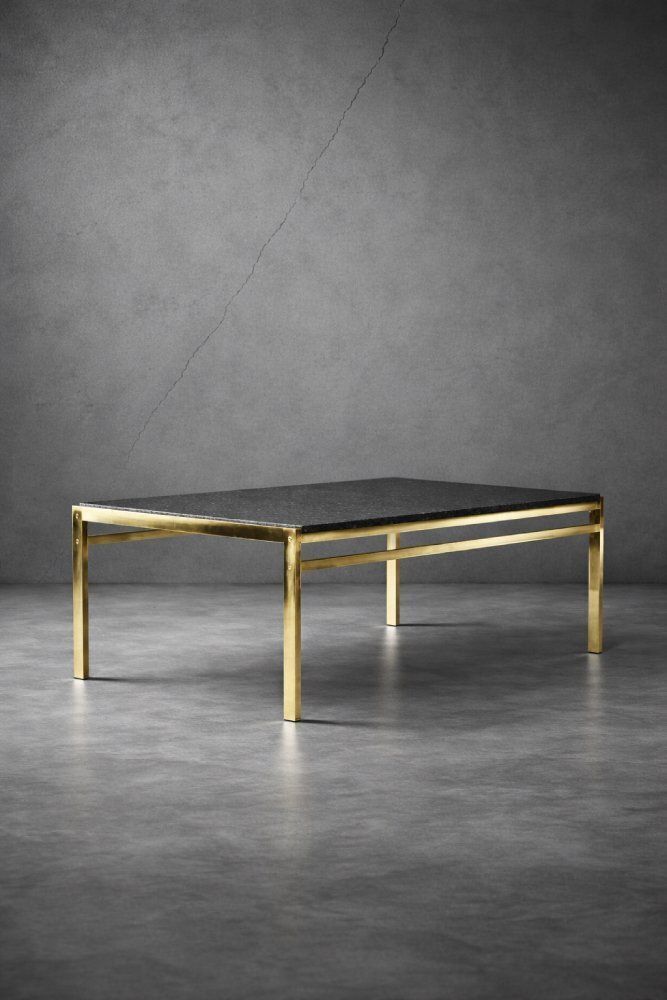 Mid Century Italian Modern Brass Coffee Table With Stone Top, 1970s photo Furniture