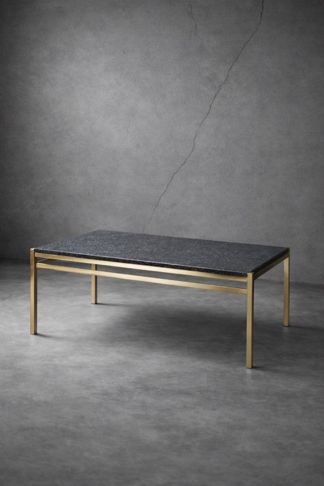 Mid Century Italian Modern Brass Coffee Table With Stone Top, 1970s photo buy
