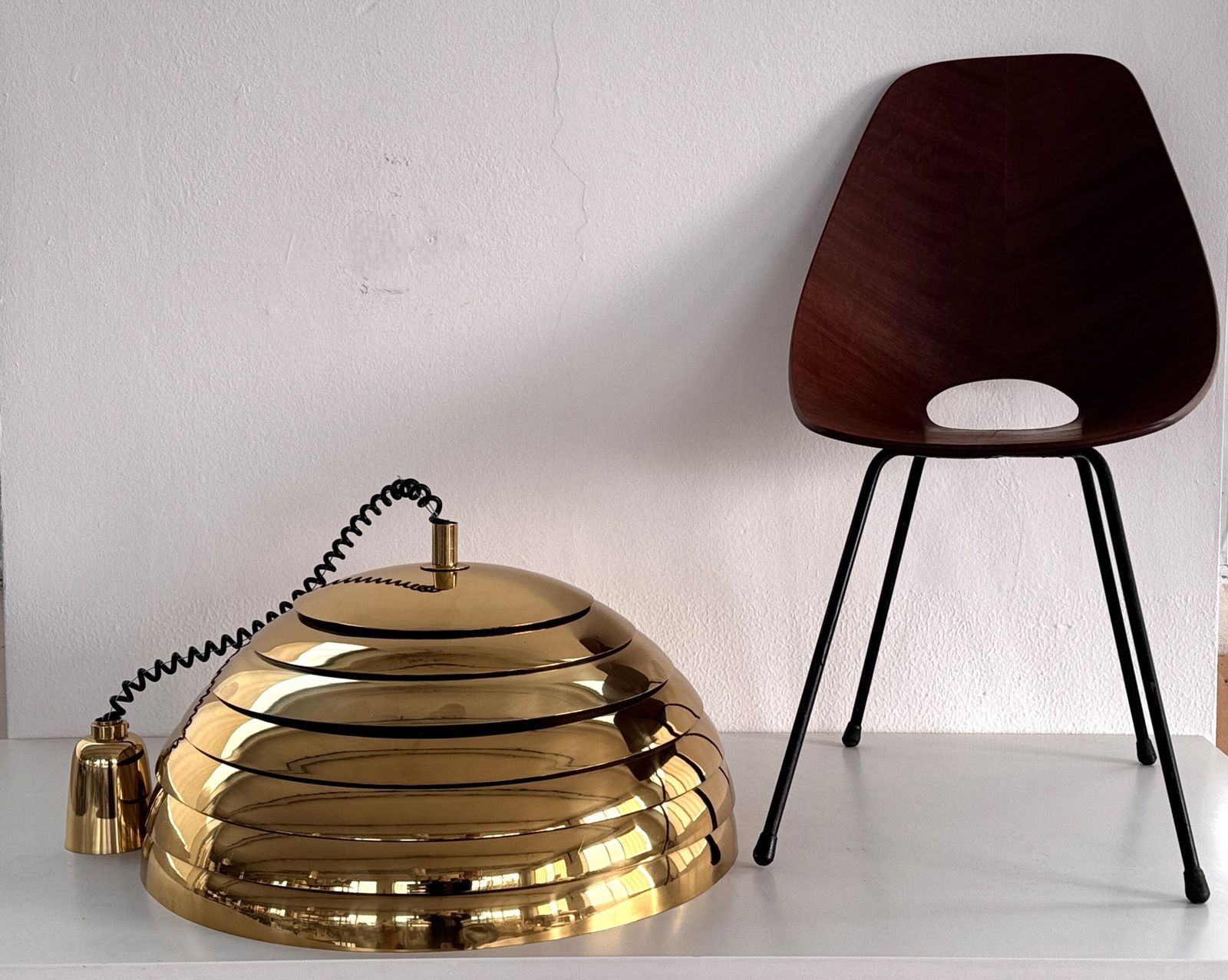1960s Midcentury Modern Brass Chandelier By Vereinigte Werkstätten photo furniture