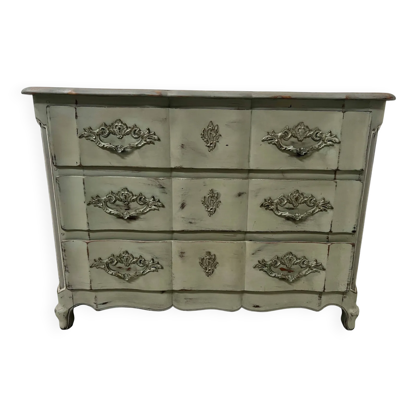 Louis XV Style Serpentine Commode In Patinated Oak, 20th Century