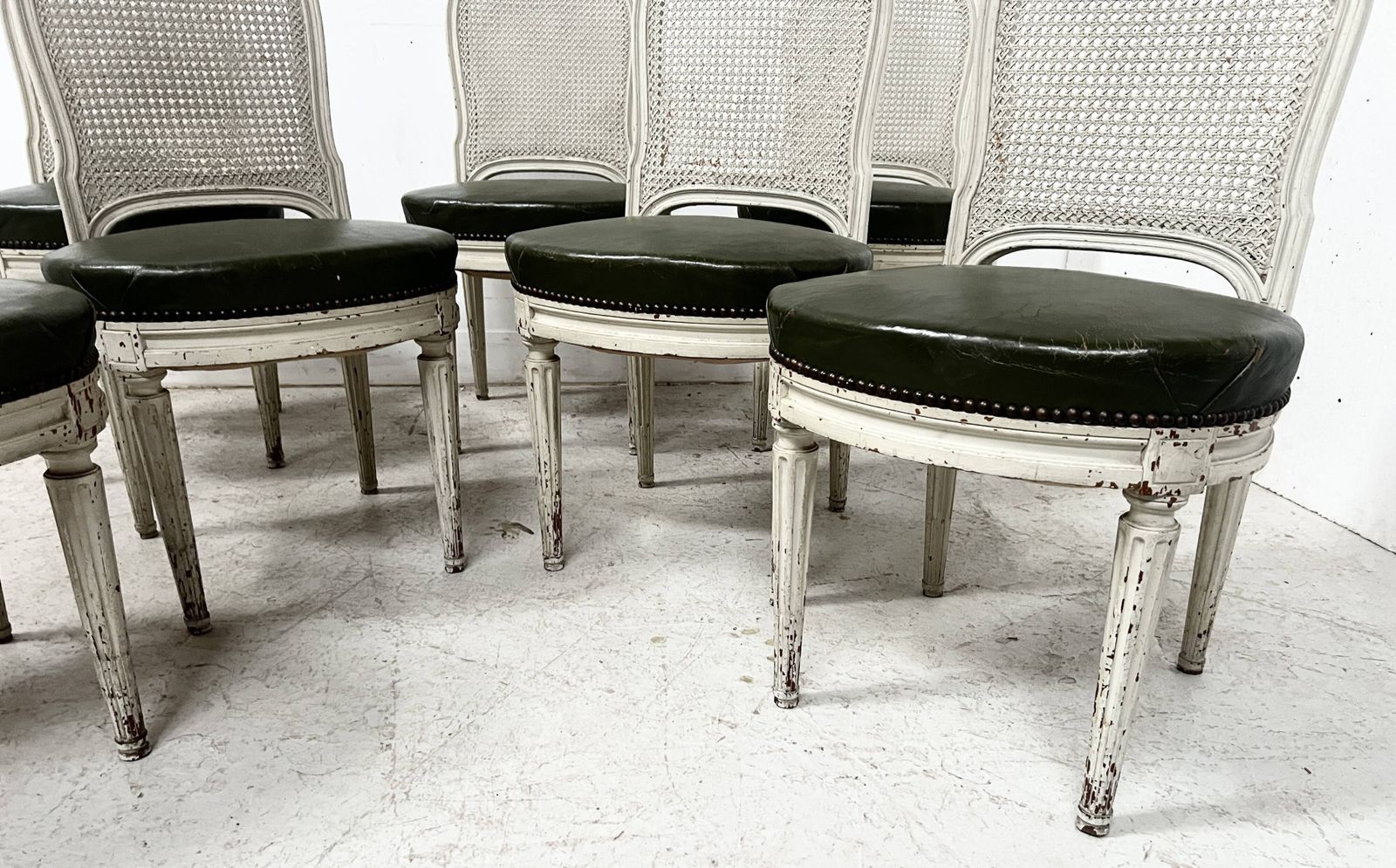 Set Of Seven Louis XVI Style Chairs In Patinated Beech, 20th Century. photo furniture