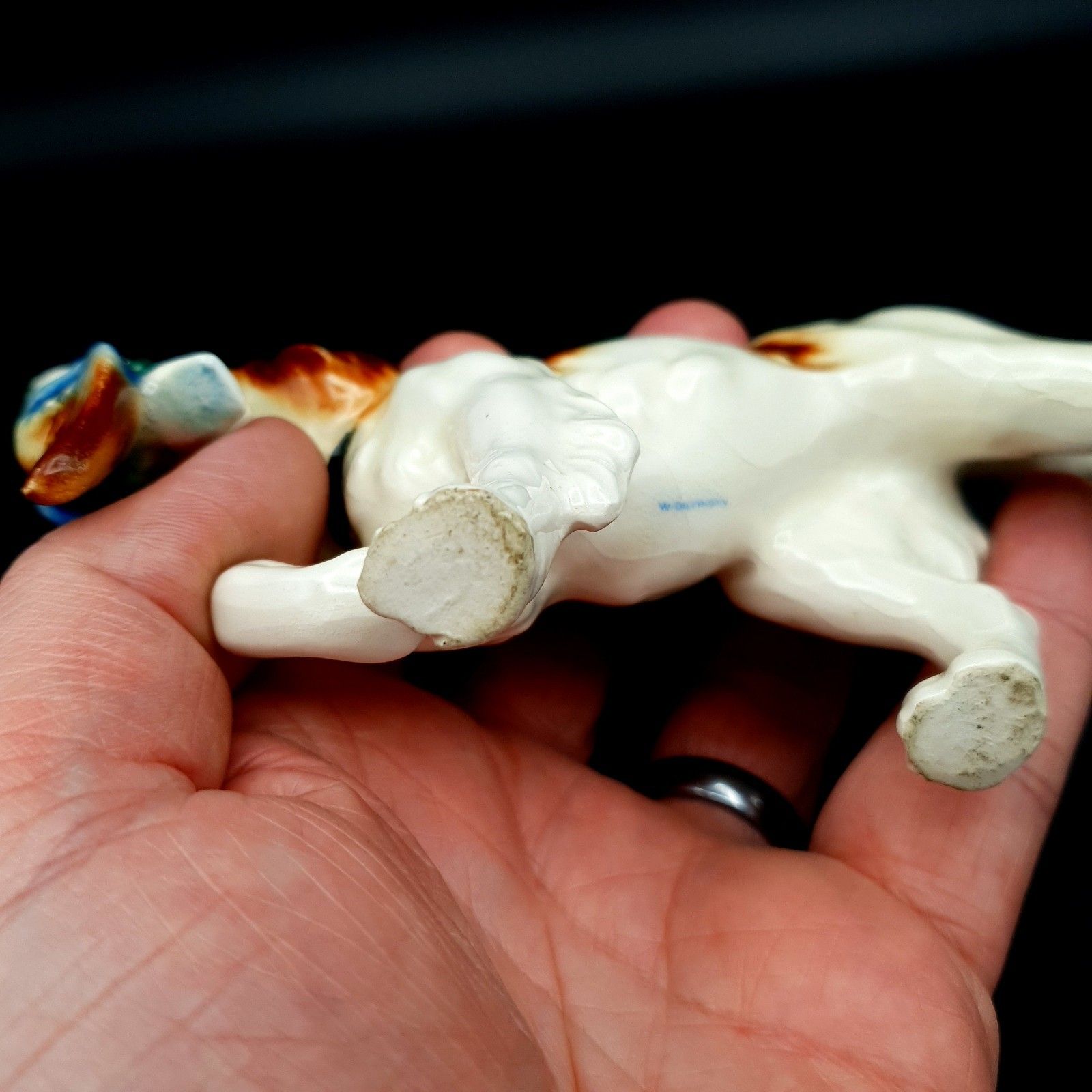 photo vintage Hunting Dog With Pheasant W.Germany Ceramic Early Goebel? Mid Century Rare L16cm