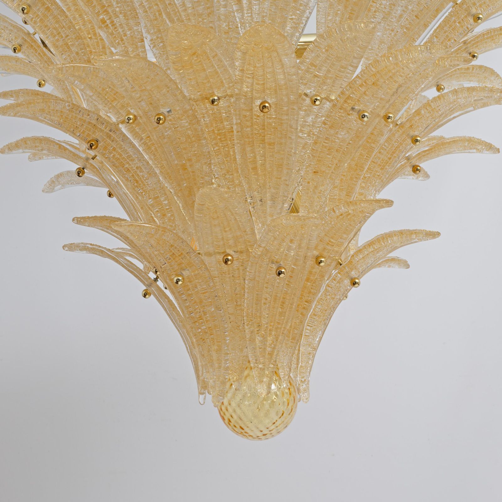 Barovier & Toso Style Gold Palmette Murano Glass Pendant Chandelier photo buy