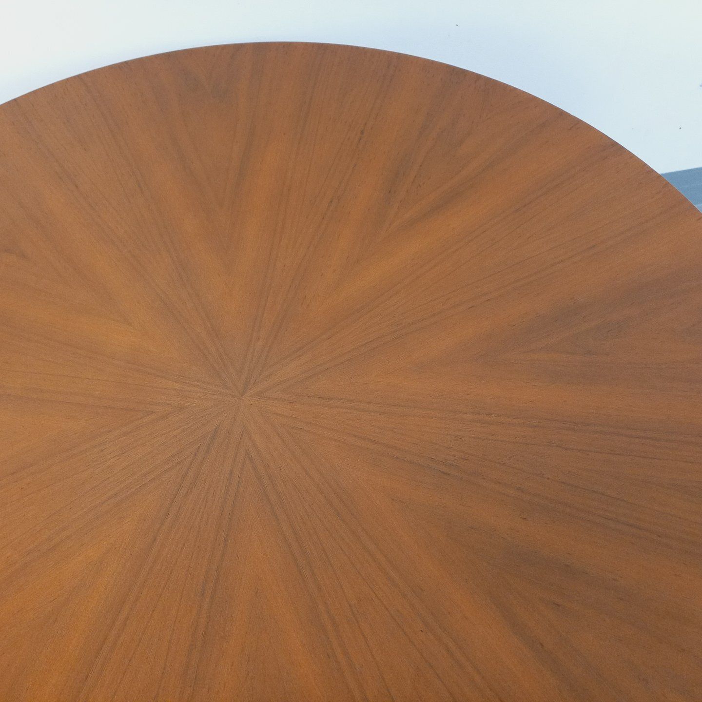 Furniture Scandinavian Round "Raise And Lower" Coffee Table In Teak And Metal photo