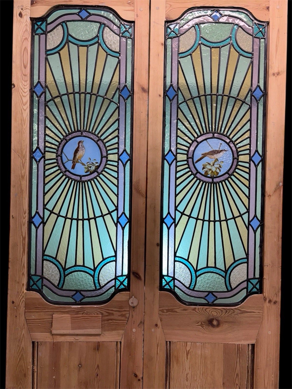 photo furniture Antique Stained Glass French Doors Period Reclaimed Edwardian Art Deco Leaded