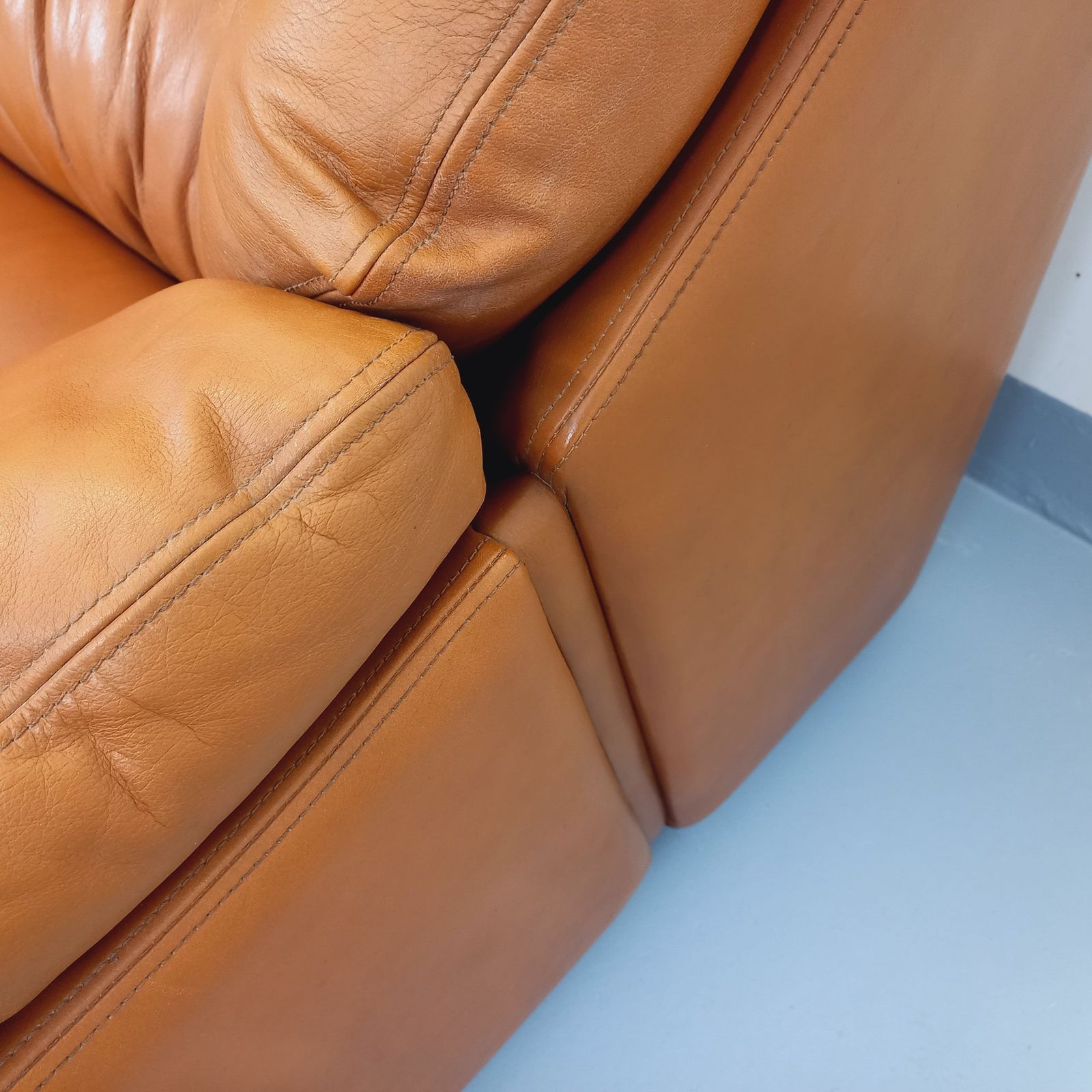 photo for sale Three Seater Sofa From The 1970s In Camel Leather