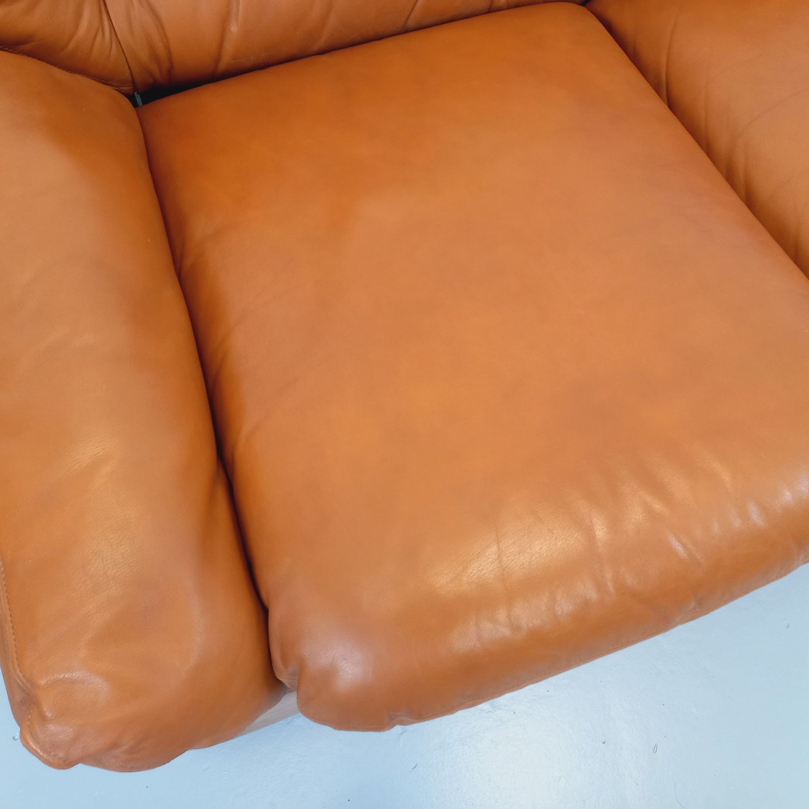 Furniture Three Seater Sofa From The 1970s In Camel Leather photo