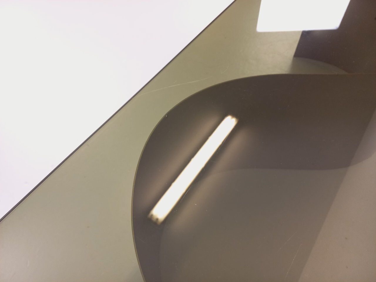 photo vinterior Rectangular Space Age Coffee Table From The 1970s, Made Of Steel And Smoked Glass