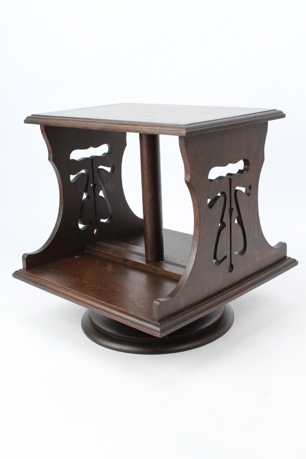 Small Edwardian Arts & Crafts Oak Table Top Revolving Bookcase photo furniture