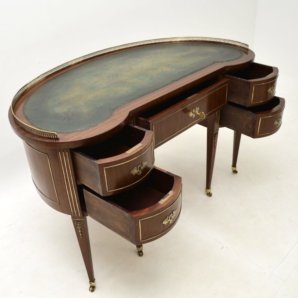 Antique Mahogany Leather Top Austrian Empire Desk photo vintage