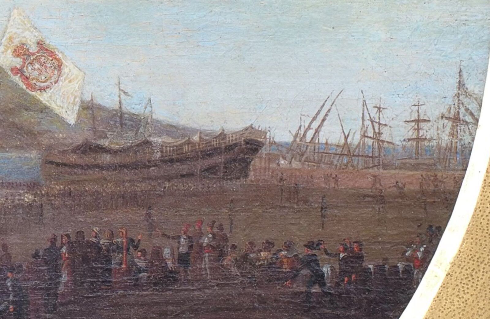 Jacob Philipp Hackert (Follower Of), View Of The Castellammare Shipyard With The Launching Of The Vessel Partenope, Vesuvius In The Background – 18th photo 3660.0