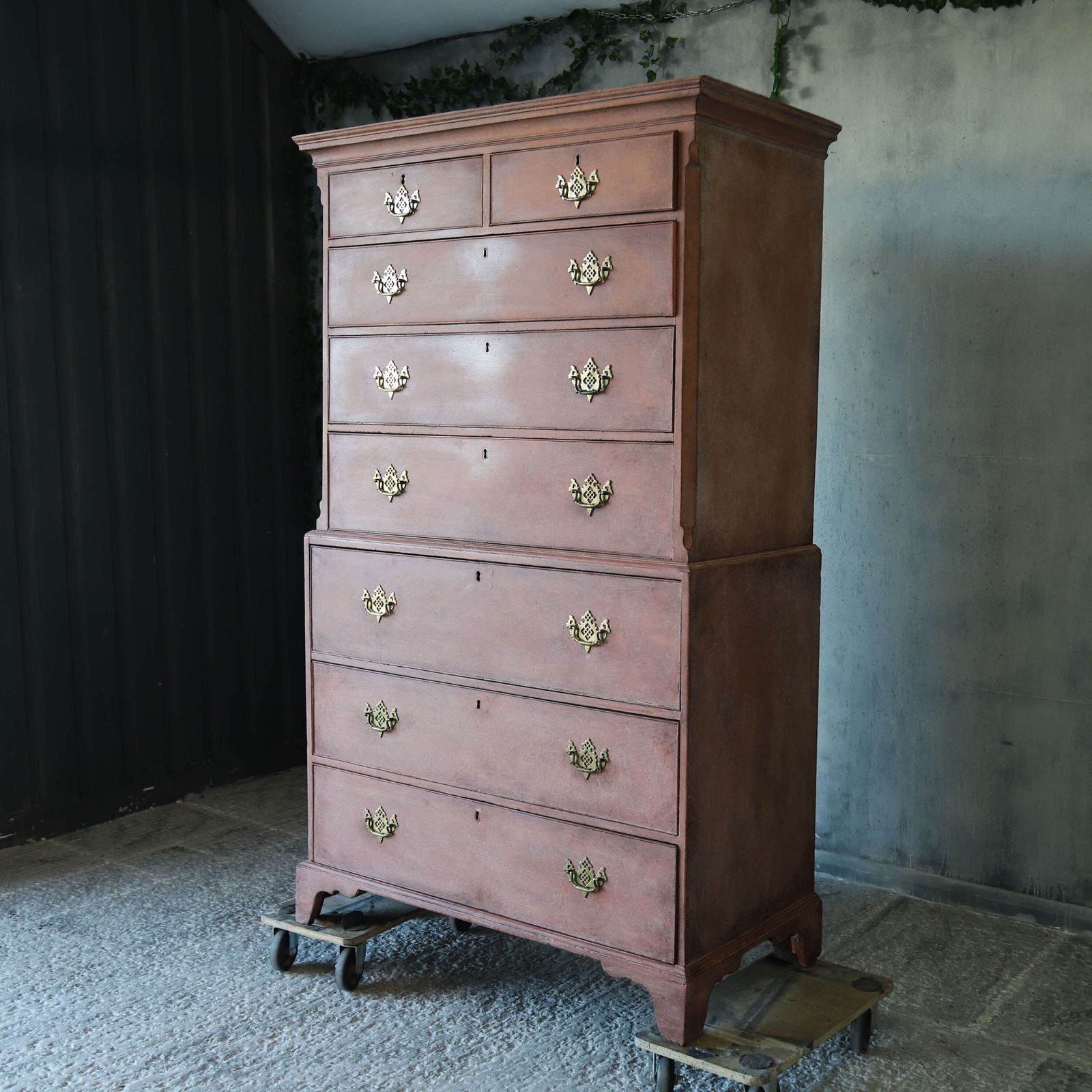 18th Century Georgian Period   George III Painted Mahogany Chest On Chest With Secretaire photo Furniture