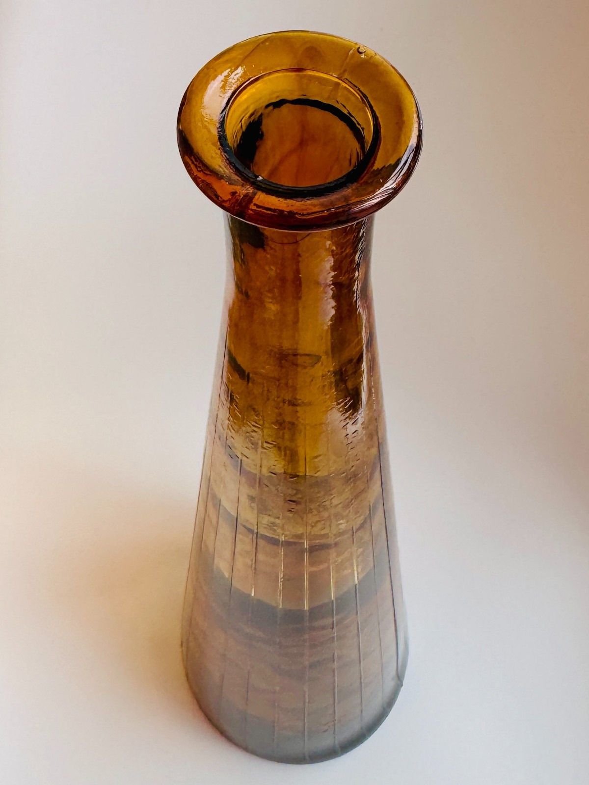 Xl Amber Glass Empoli Genie Bottle With Stopper (Slightly Damaged) 67cm A/F photo vintage