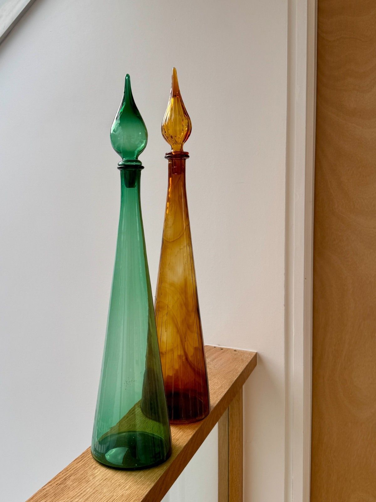 photo buy Xl Amber Glass Empoli Genie Bottle With Stopper (Slightly Damaged) 67cm A/F