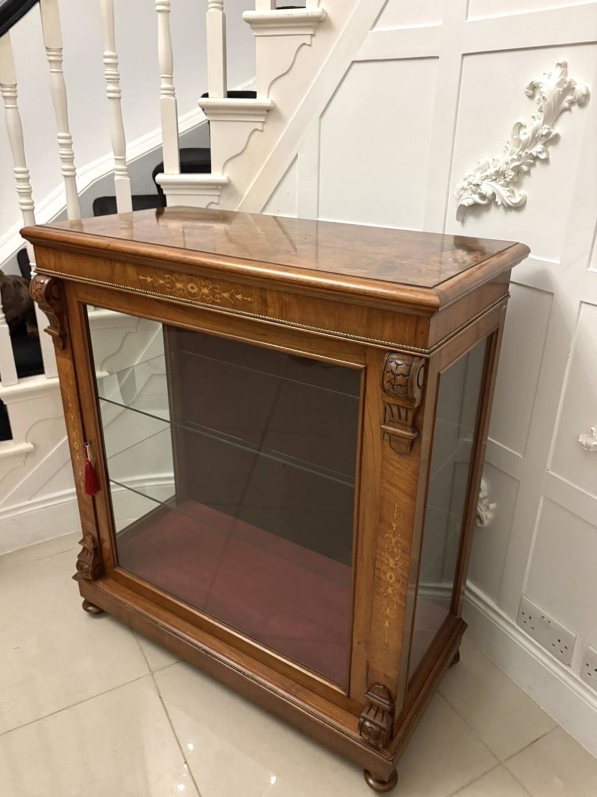 3350.0 Attractive Antique Mid 19th Century Inlaid Mahogany Display Cabinet photo