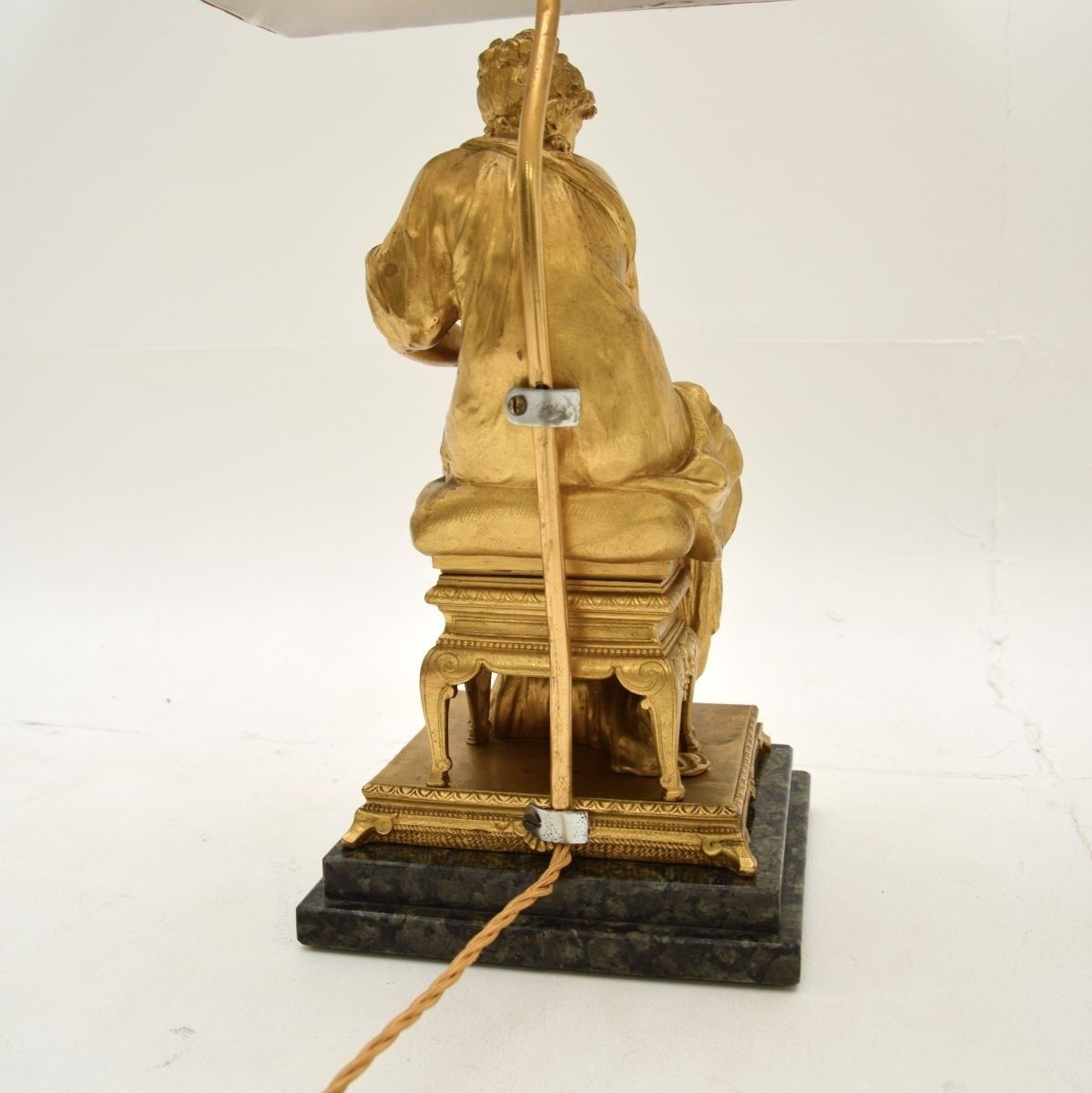 photo for sale Pair Of Antique Victorian Gilt Bronze Table Lamps