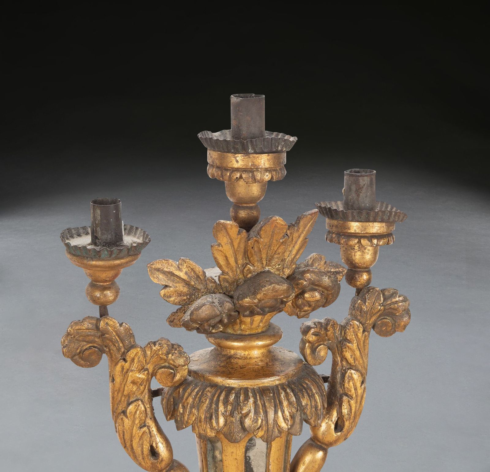 18th Century Pair Of Italian Giltwood Candelabra photo for sale